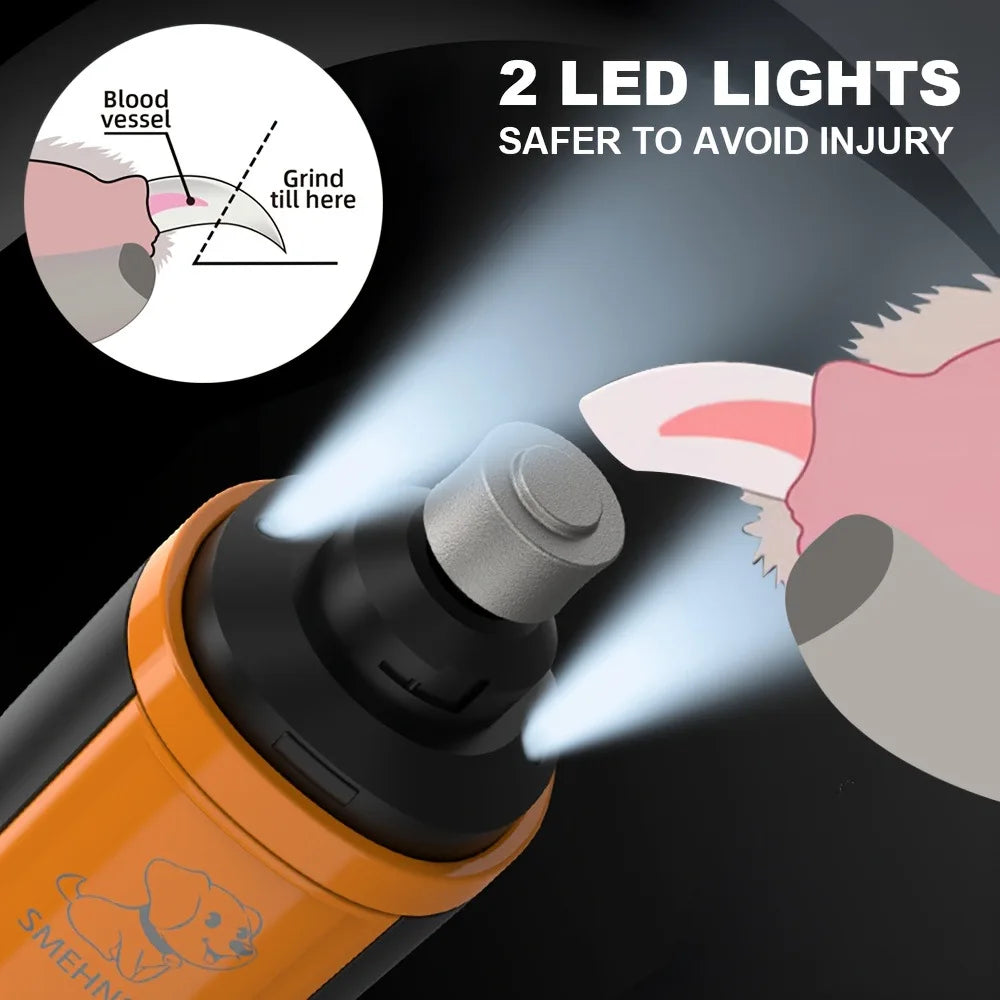 New Electric Pet Nail Grinder: 5-Speed Adjustable, Quiet Operation, for Dogs, Cats, and Large Breeds, with Dual LED Lights
