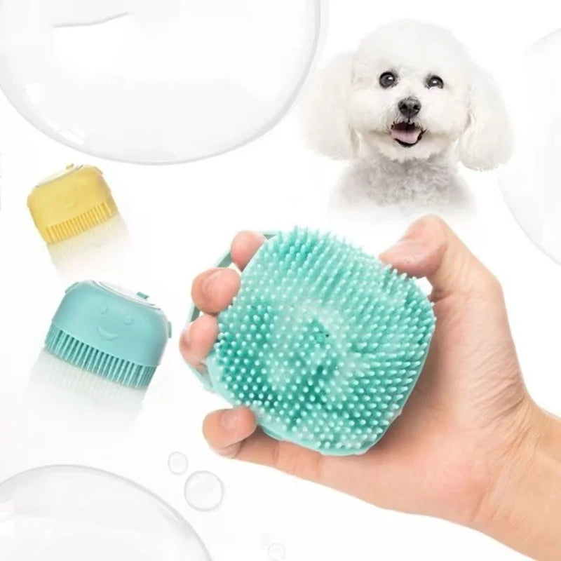 Silicone Dog Bath Massage Gloves Brush Pet Cat Bathroom Cleaning Tool Comb Brush for Dog Can Pour Shampoo Dog Grooming Supplies