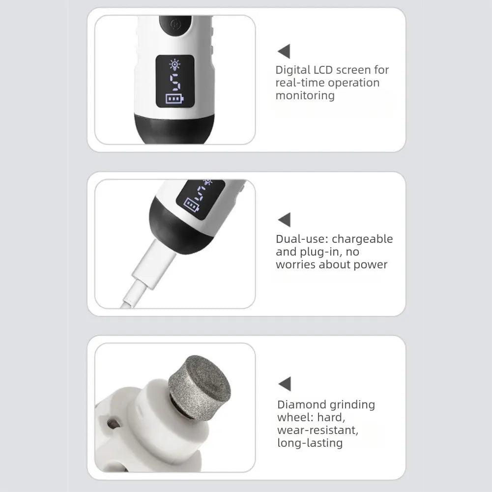 Upgraded 5 Speed Dog Nail Grinder with LED Lights Quiet Electric Pet Nail Trimmer Dog Paws Grooming Smoothing Tool
