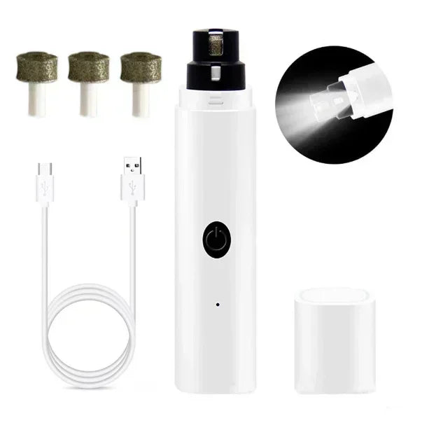 Electric Pet Nail Grinder for Dogs Cats, Quiet Claw Trimmer with LED Light & Safety Guard, Rechargeable Puppy Nail File Painless