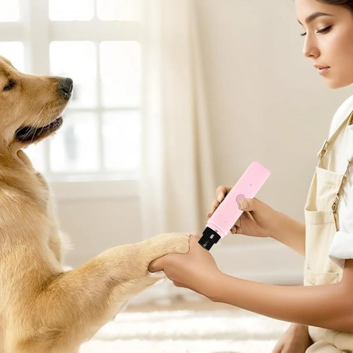 Painless Electric Pet Nail Grinder for Dogs Cats Quiet Claw Trimmer with LED Light Safety Guard Rechargeable Nail File Tool