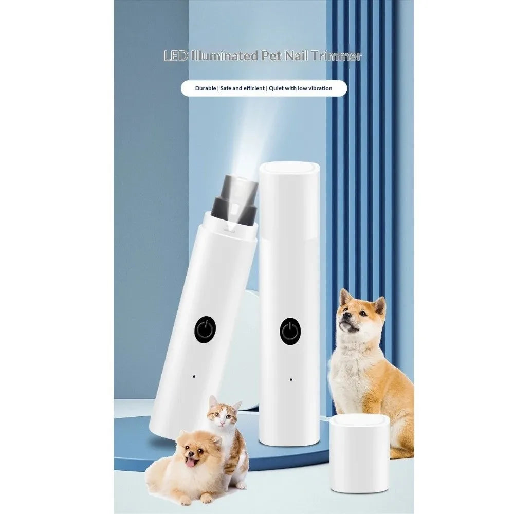 Fashion LED Light Electric Pet Nail Grinder Rechargeable Painless Puppy Nail File Pet Supplies Quiet Nail Grooming Dog Cat
