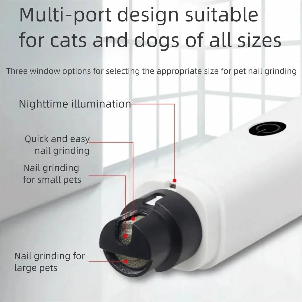 Electric Pet Nail Grinder Quiet Safe Pet Nail Trimmer USB Charging with LED Pet Nail Clipper for Grooming Cleaning Pet Supplies.