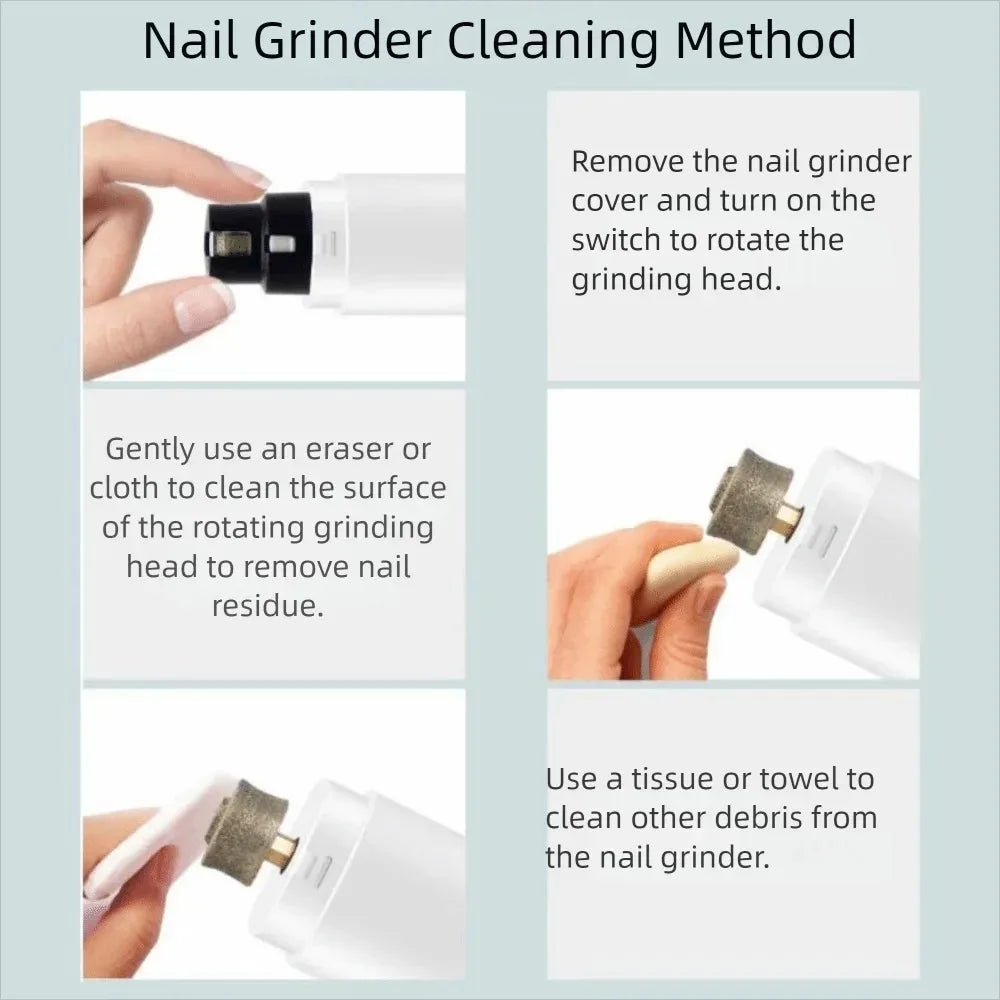 Electric Pet Nail Grinder Quiet Safe Pet Nail Trimmer USB Charging with LED Pet Nail Clipper for Grooming Cleaning Pet Supplies.